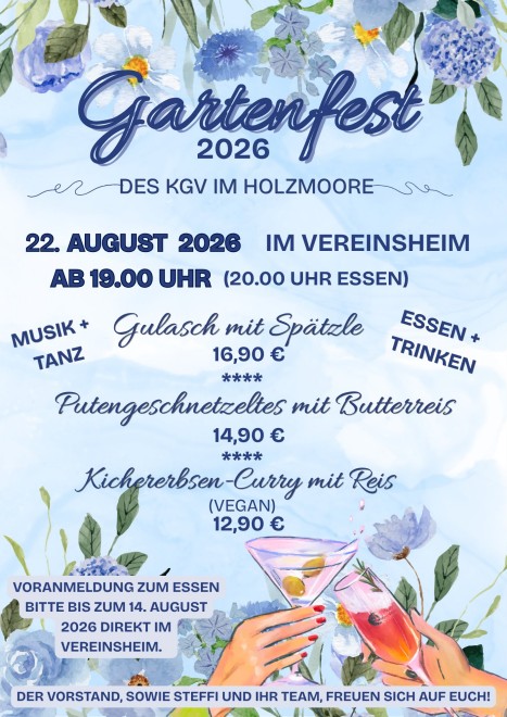 Einladung Gartenfest KGV im Holzmoore e.V.