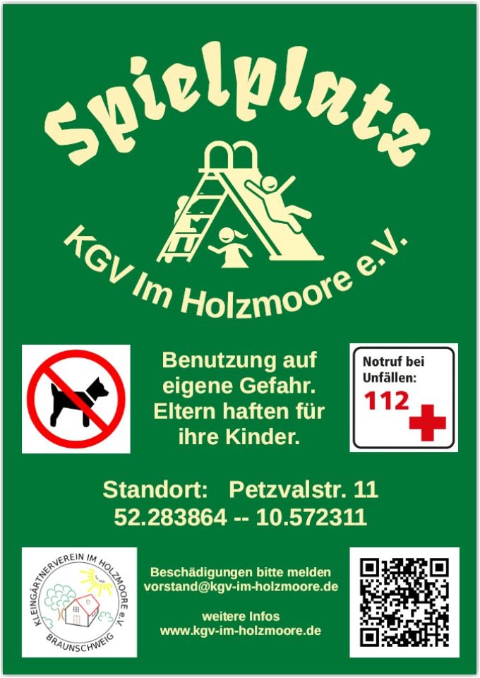 Spielplatzschild KGV Im Hoolzmoore e.V.